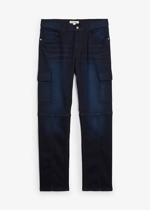 Regular Fit Cargo Jeans med bekv&auml;m midja, Straight, bonprix