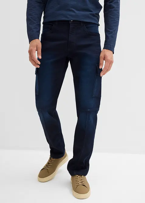 Regular Fit Cargo Jeans med bekv&auml;m midja, Straight, bonprix