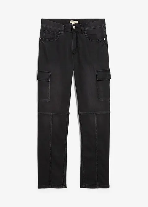 Regular Fit Cargo Jeans med bekväm midja, Straight, bonprix