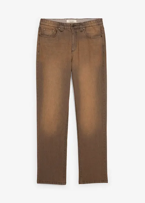 Lätta stretchiga jeans med Classic Fit och skön midja samt Vintage-tvättning, bonprix