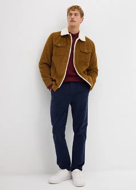 Manchesterbyxa med ekologisk bomull, normal passform, avsmalnande ben, bonprix