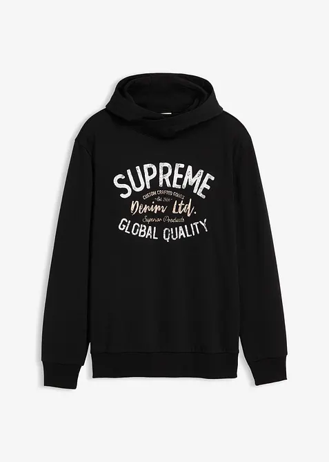 Sweatshirt med huva i mjuk bomullsmix, bonprix