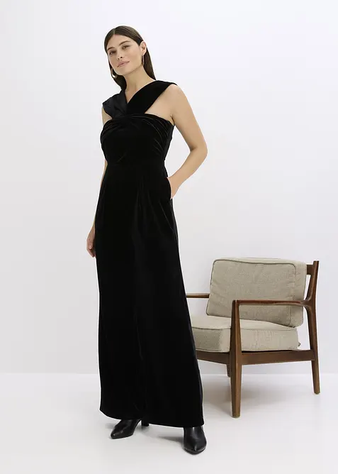 Jerseyjumpsuit i böljande sammet, bonprix