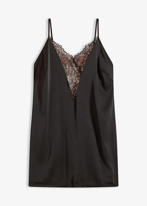 Negligé i satin med glittergarn, bonprix