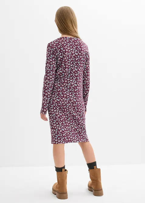 Ribbad jerseyklänning av ekologisk bomull, bonprix