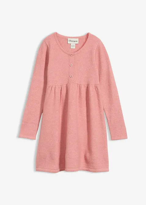 Stickad klänning med dekorativ knappslå, bonprix