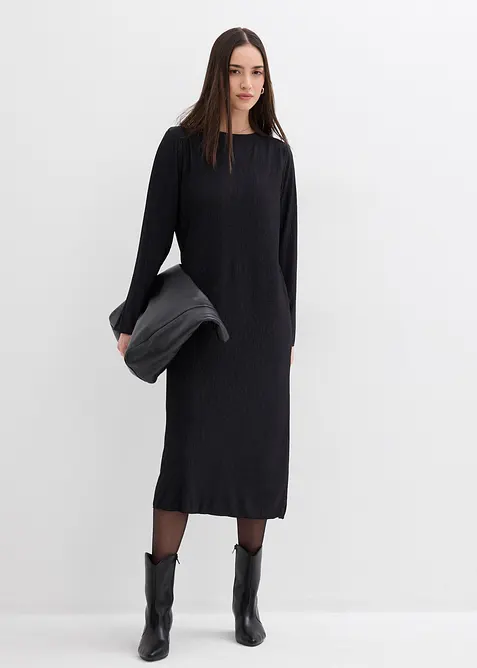 Midiklänning av strukturmaterial, bonprix