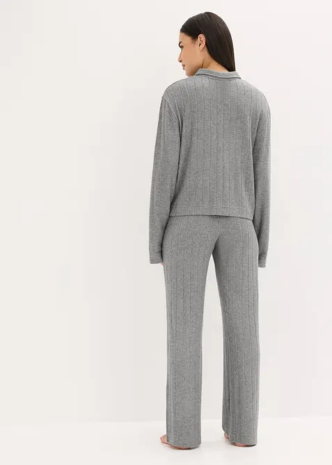 Ribbstickad topp och byxa i oversizemodell, bonprix