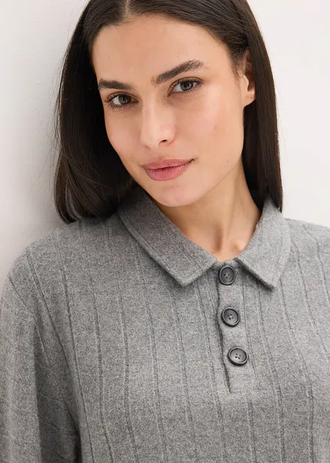 Ribbstickad topp och byxa i oversizemodell, bonprix