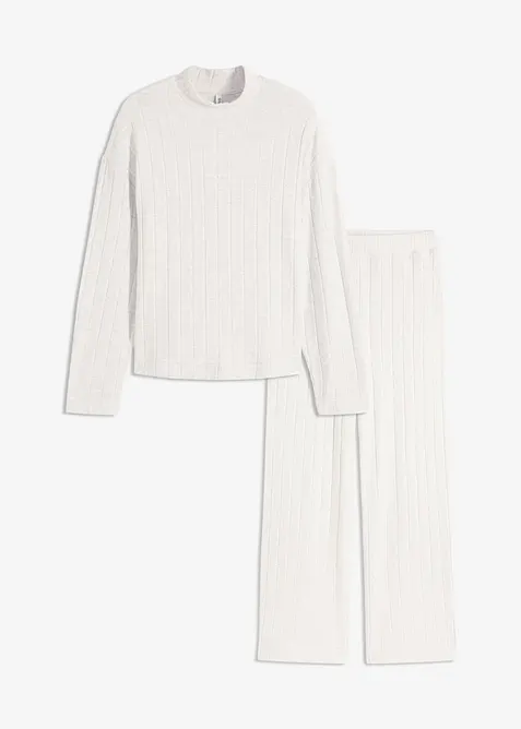 Ribbstickad byxa och topp i oversizemodell, bonprix