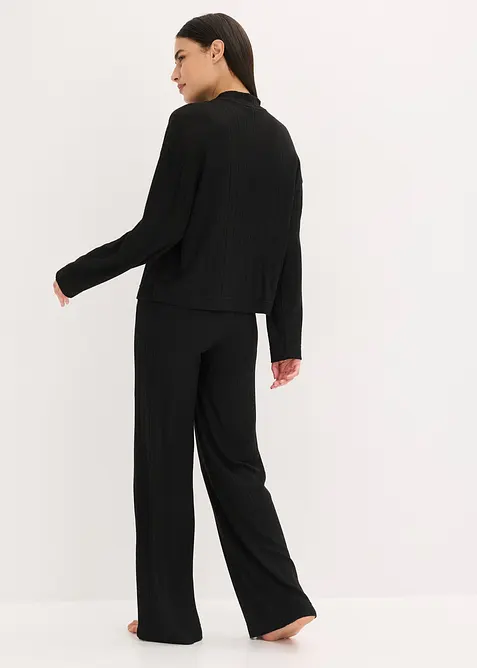 Ribbstickad byxa och topp i oversizemodell, bonprix