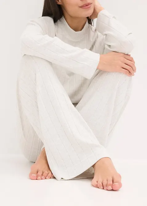 Ribbstickad byxa och topp i oversizemodell, bonprix