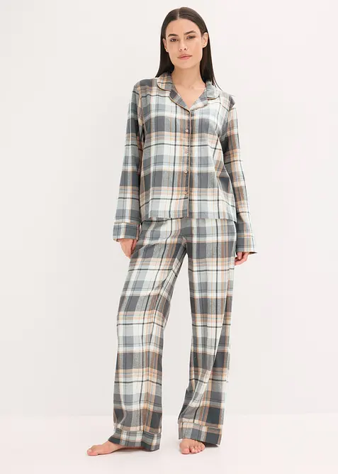 Flanellpyjamas med glittrigt garn och gåvopåse, bonprix