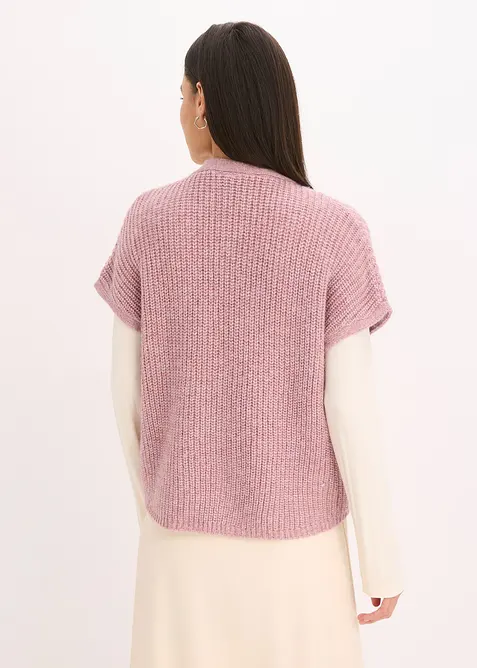 Stickad väst med dekorativa knappar, bonprix