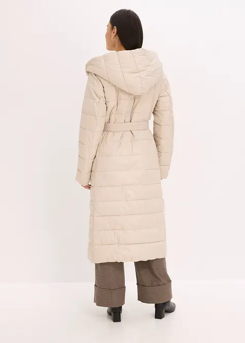 Täckkappa med besättning av ylleimitation och knytskärp (2 delar), bonprix