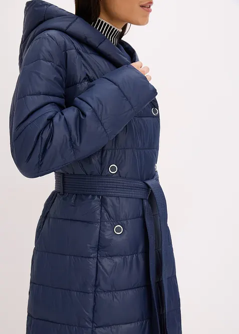 Täckkappa med besättning av ylleimitation och knytskärp (2 delar), bonprix