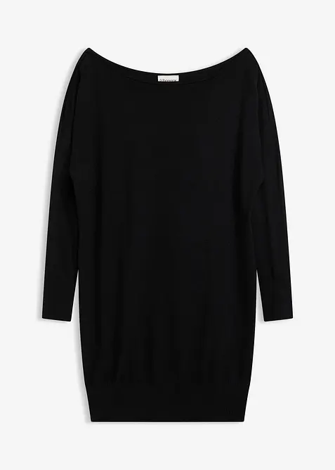 Stickad one shoulder-klänning, bonprix