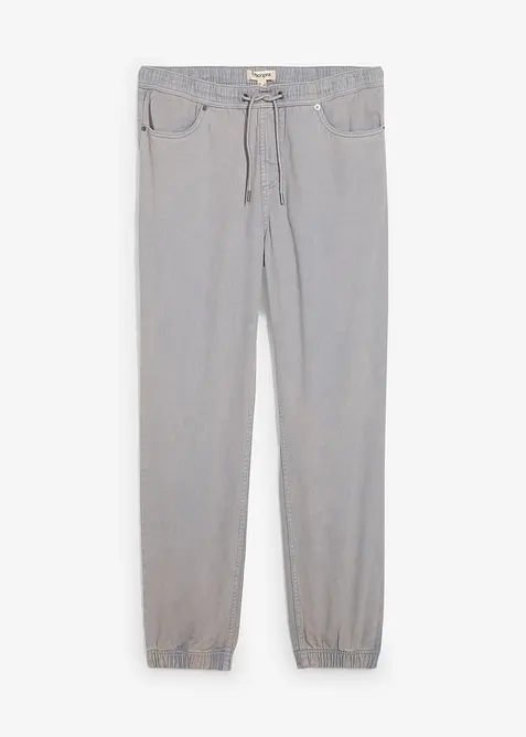 Dra-på byxa av bomull i Relaxed Fit med Tapered ben, bonprix