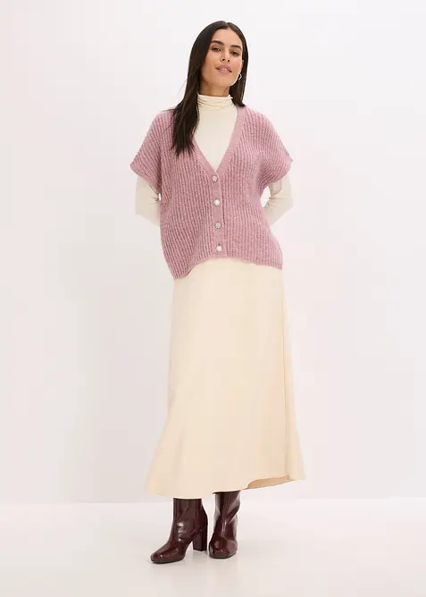 Stickad väst med dekorativa knappar, bonprix