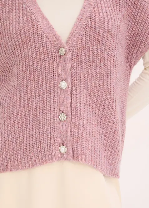 Stickad väst med dekorativa knappar, bonprix