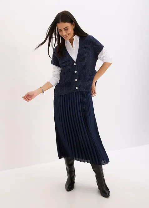 Stickad väst med dekorativa knappar, bonprix