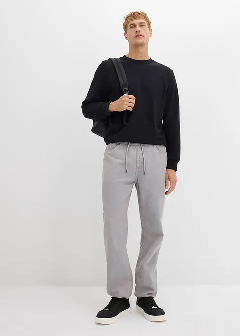 Dra-på byxa av bomull i Relaxed Fit med Tapered ben, bonprix