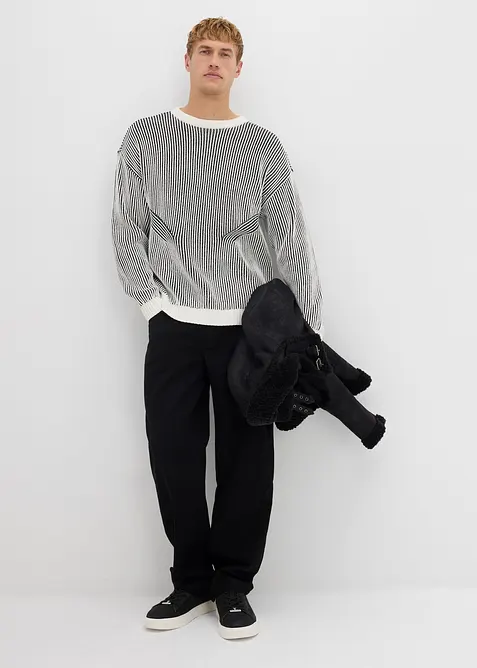 Ribbad tröja av bomullsmix, Loose Fit, bonprix