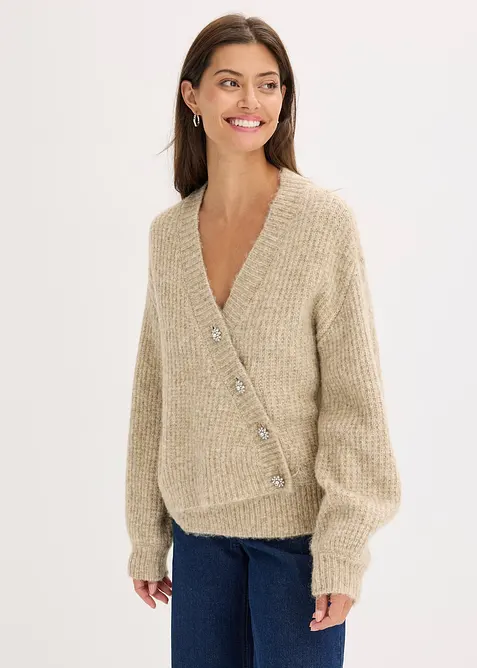 Cardigan med dekorativa knappar, bonprix