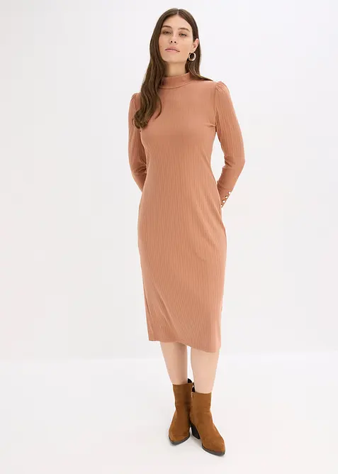 Ribbstickad jerseyklänning, bonprix