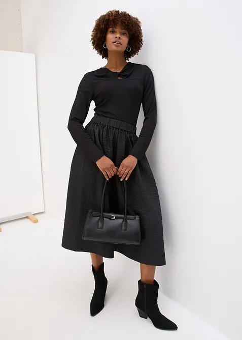 Ribbstickad topp, bonprix