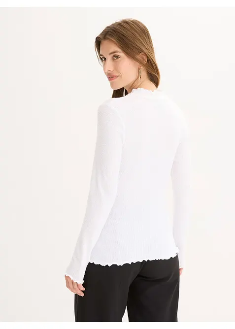 Ribbstickad topp i viskosmix, bonprix