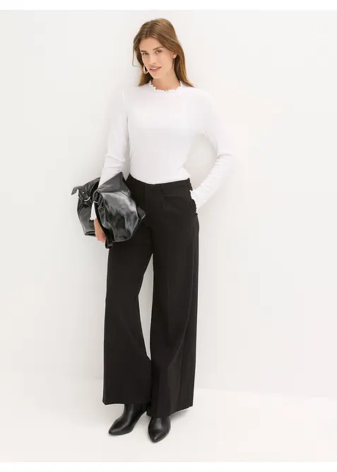 Ribbstickad topp i viskosmix, bonprix