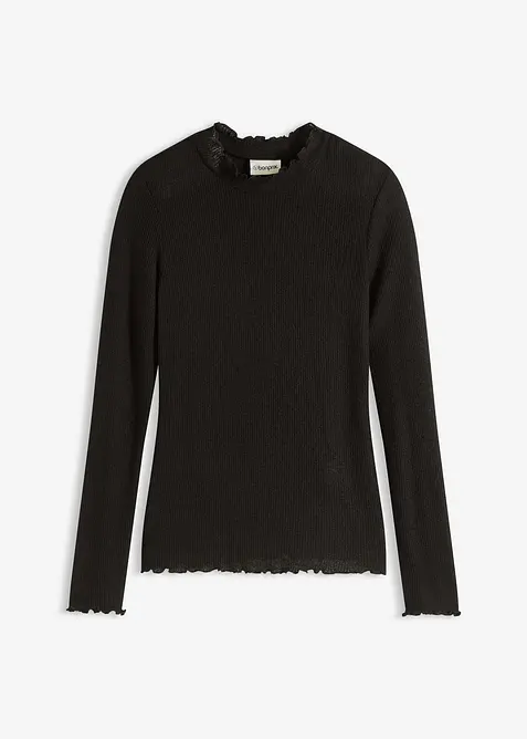 Ribbstickad topp i viskosmix, bonprix