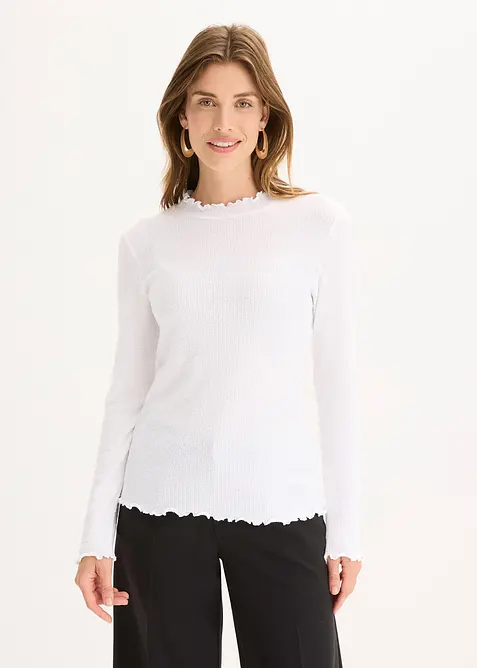 Ribbstickad topp i viskosmix, bonprix