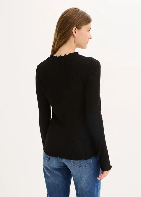 Ribbstickad topp i viskosmix, bonprix