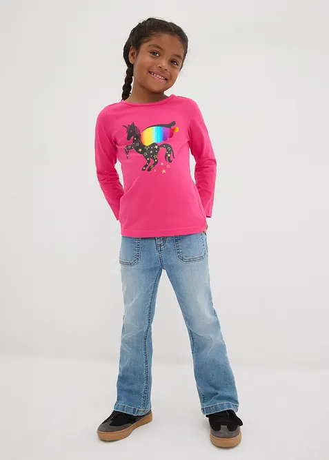 Långärmad T-shirt för barn (2-pack), ekologisk bomull, bonprix