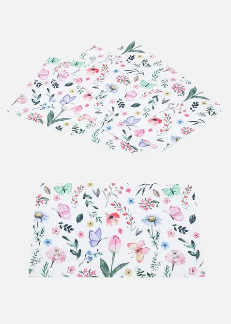 Bordstablett med tryckta snittblommor (4-pack), bonprix