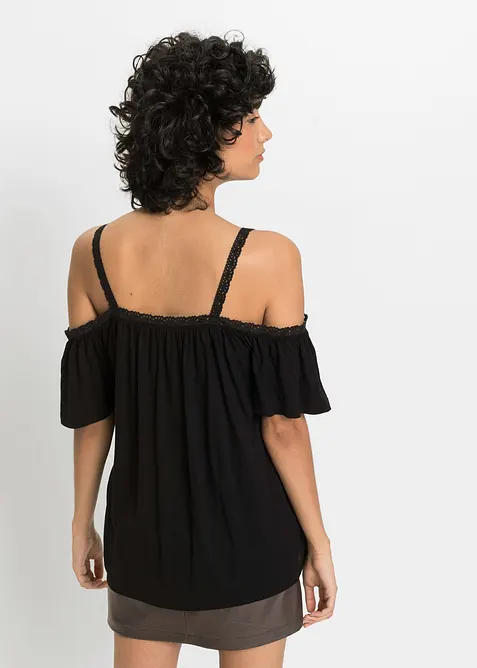 Cold shoulder-topp i mjuk viskos, bonprix