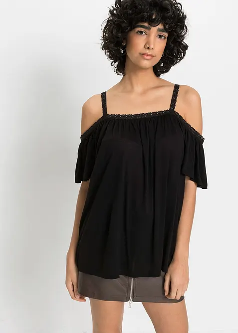 Cold shoulder-topp i mjuk viskos, bonprix
