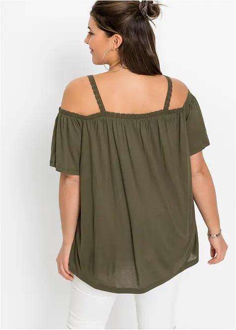 Cold shoulder-topp i mjuk viskos, bonprix