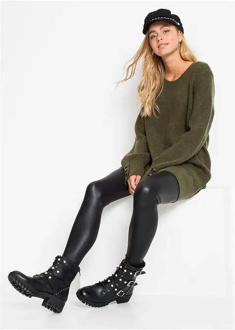 Lång tröja med knappar, bonprix