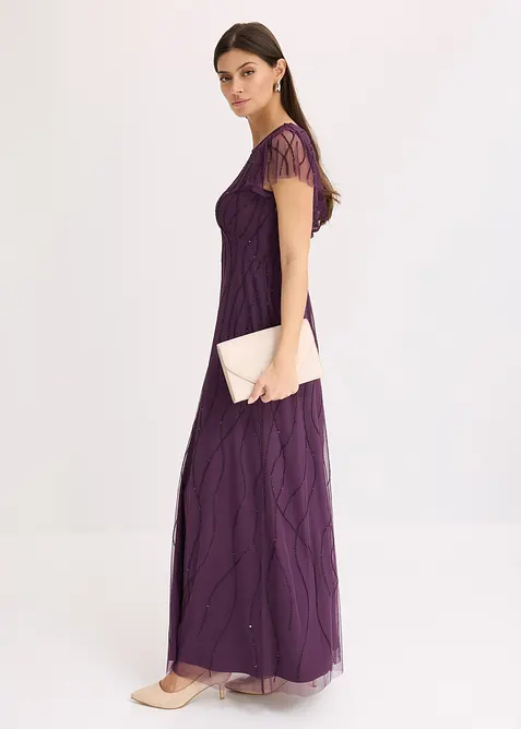 Maxiklänning i utsökt tyll med pärlbroderi, bonprix