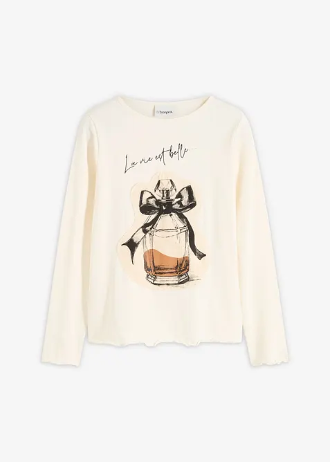 Långärmad topp i bomullsstretch, bonprix