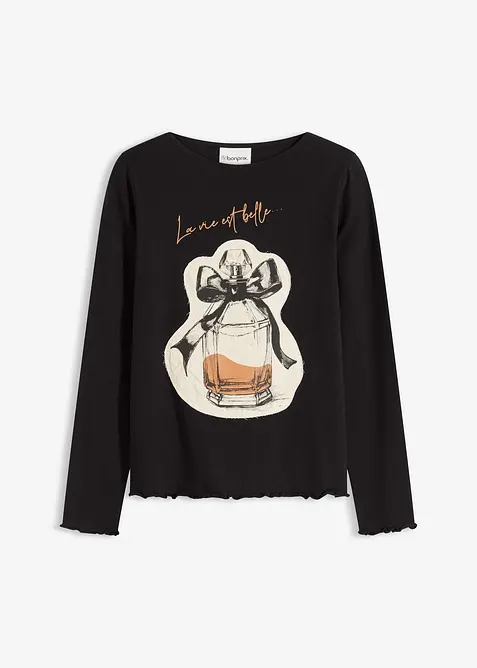 Långärmad topp i bomullsstretch, bonprix