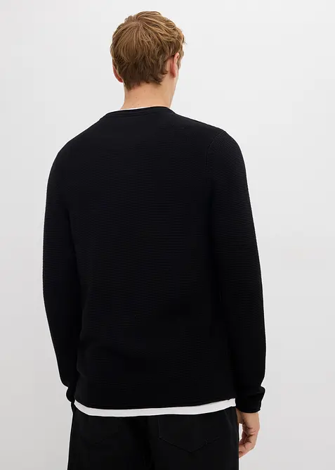 Tröja i bomullsmix med 2-i-1-look och struktur, bonprix