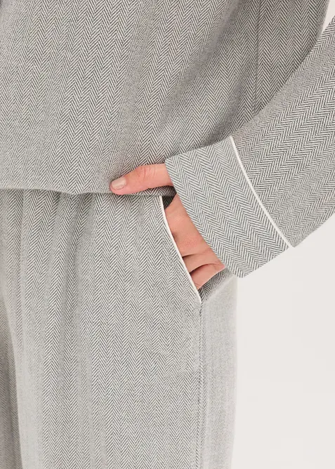 Pyjamas av vävd flanell med fiskbensmönster, bonprix