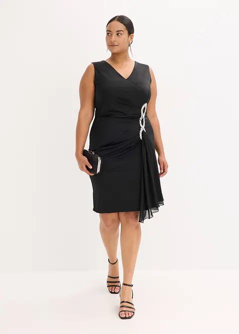 Jerseyklänning med strassapplikation, bonprix