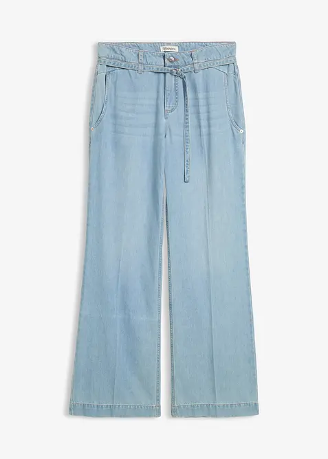 Wide Leg Jeans medelhög midja och skärp, bonprix