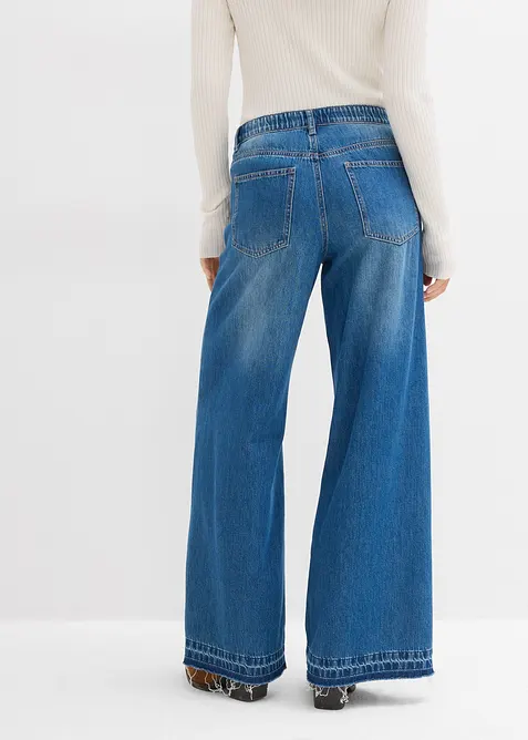 Wide Leg Jeans Mid Waist, med bekväm midja, bonprix
