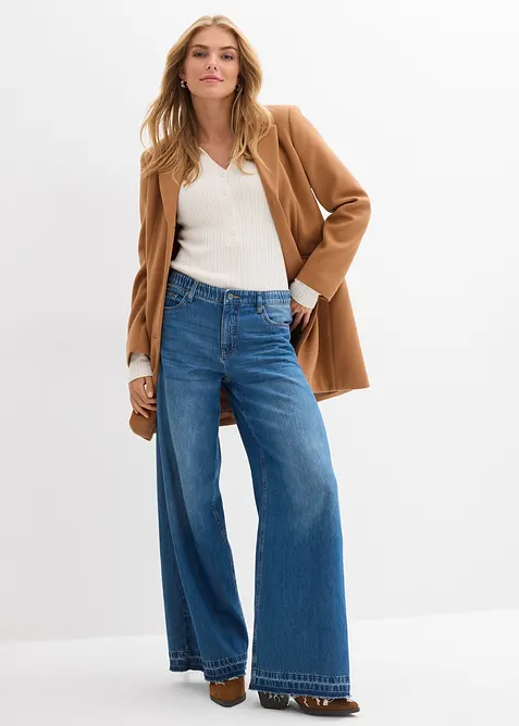 Wide Leg Jeans Mid Waist, med bekväm midja, bonprix